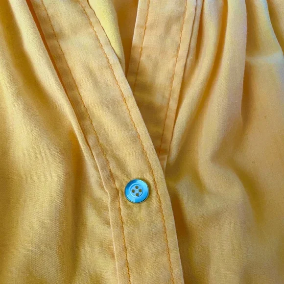 Vintage 1970s Lord & Taylor Yellow Floral Appliqué Housecoat Duster Dress Granny - Picture 8 of 8